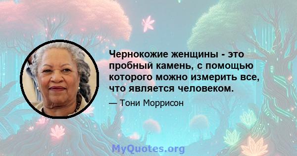 Чернокожие женщины - это пробный камень, с помощью которого можно измерить все, что является человеком.