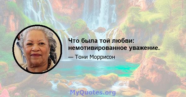 Что была той любви: немотивированное уважение.