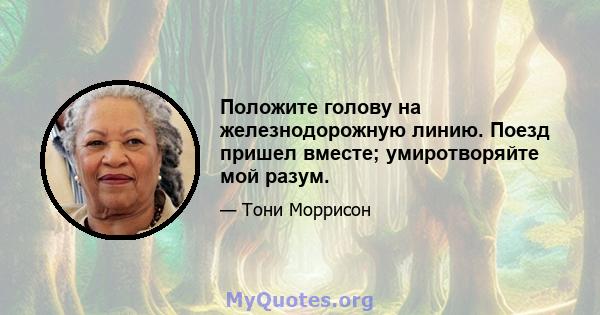 Положите голову на железнодорожную линию. Поезд пришел вместе; умиротворяйте мой разум.