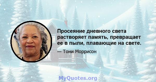 Просеяние дневного света растворяет память, превращает ее в пыли, плавающие на свете.