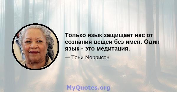 Только язык защищает нас от сознания вещей без имен. Один язык - это медитация.