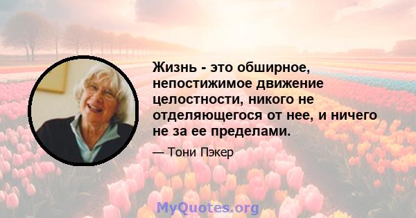 Жизнь - это обширное, непостижимое движение целостности, никого не отделяющегося от нее, и ничего не за ее пределами.