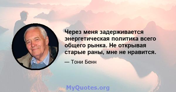 Через меня задерживается энергетическая политика всего общего рынка. Не открывая старые раны, мне не нравится.