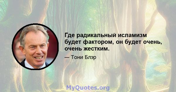 Где радикальный исламизм будет фактором, он будет очень, очень жестким.