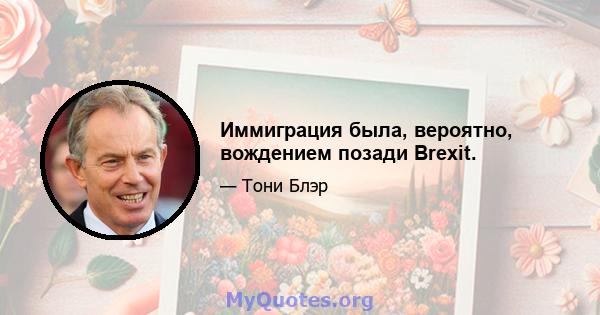 Иммиграция была, вероятно, вождением позади Brexit.