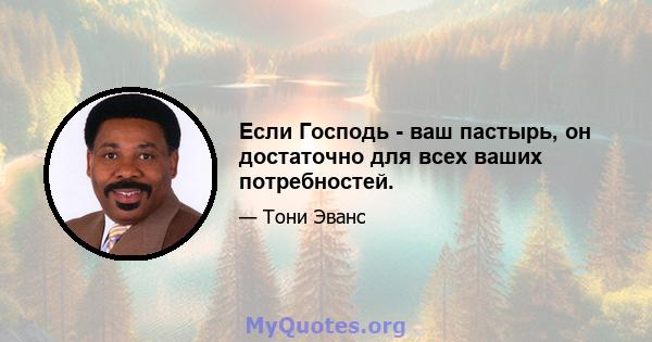 Если Господь - ваш пастырь, он достаточно для всех ваших потребностей.