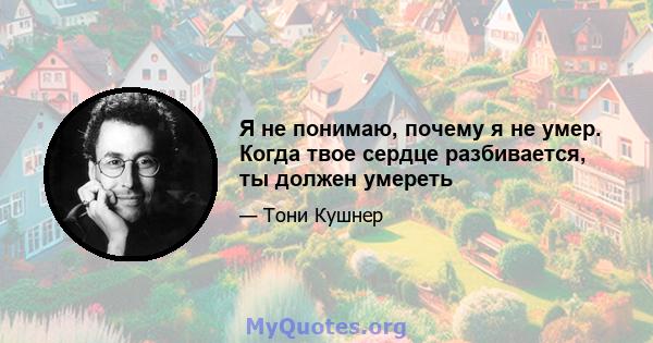 Я не понимаю, почему я не умер. Когда твое сердце разбивается, ты должен умереть