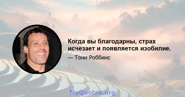 Когда вы благодарны, страх исчезает и появляется изобилие.