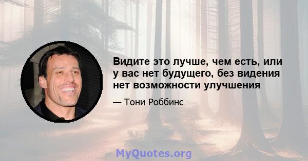 Видите это лучше, чем есть, или у вас нет будущего, без видения нет возможности улучшения