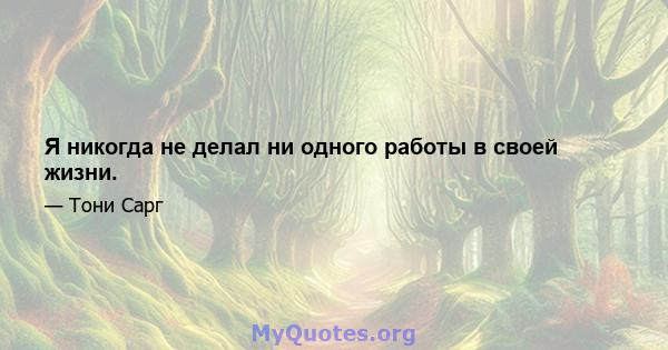 Я никогда не делал ни одного работы в своей жизни.