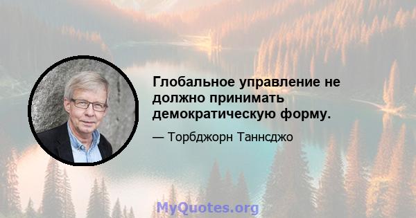 Глобальное управление не должно принимать демократическую форму.