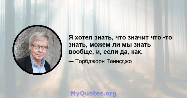 Я хотел знать, что значит что -то знать, можем ли мы знать вообще, и, если да, как.