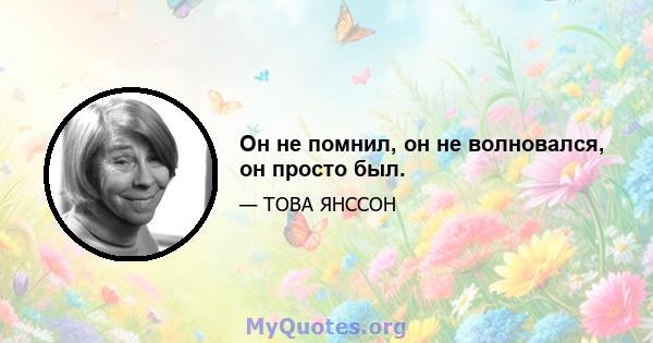 Он не помнил, он не волновался, он просто был.