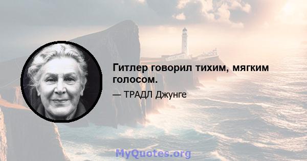 Гитлер говорил тихим, мягким голосом.