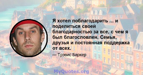 Я хотел поблагодарить ... и поделиться своей благодарностью за все, с чем я был благословлен. Семья, друзья и постоянная поддержка от всех.