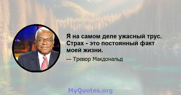 Я на самом деле ужасный трус. Страх - это постоянный факт моей жизни.