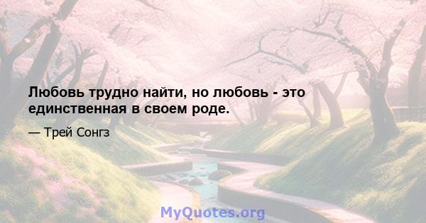 Любовь трудно найти, но любовь - это единственная в своем роде.