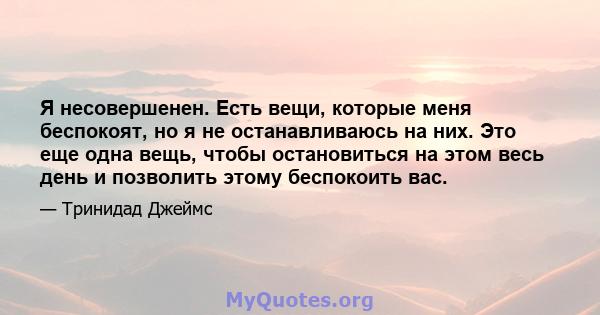 Я несовершенен. Есть вещи, которые меня беспокоят, но я не останавливаюсь на них. Это еще одна вещь, чтобы остановиться на этом весь день и позволить этому беспокоить вас.