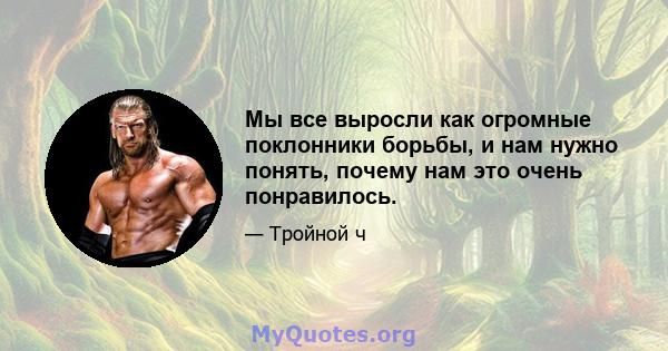 Мы все выросли как огромные поклонники борьбы, и нам нужно понять, почему нам это очень понравилось.