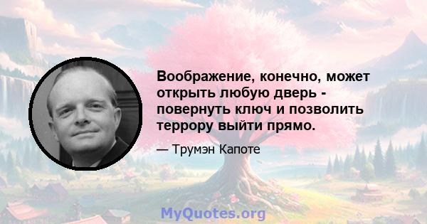 Воображение, конечно, может открыть любую дверь - повернуть ключ и позволить террору выйти прямо.