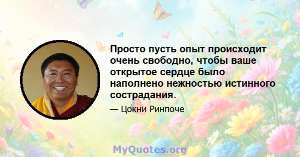 Просто пусть опыт происходит очень свободно, чтобы ваше открытое сердце было наполнено нежностью истинного сострадания.