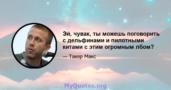 Эй, чувак, ты можешь поговорить с дельфинами и пилотными китами с этим огромным лбом?