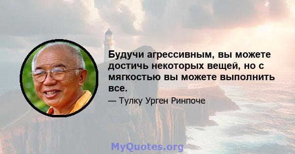 Будучи агрессивным, вы можете достичь некоторых вещей, но с мягкостью вы можете выполнить все.