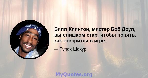 Билл Клинтон, мистер Боб Доул, вы слишком стар, чтобы понять, как говорится в игре.