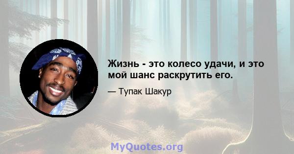 Жизнь - это колесо удачи, и это мой шанс раскрутить его.