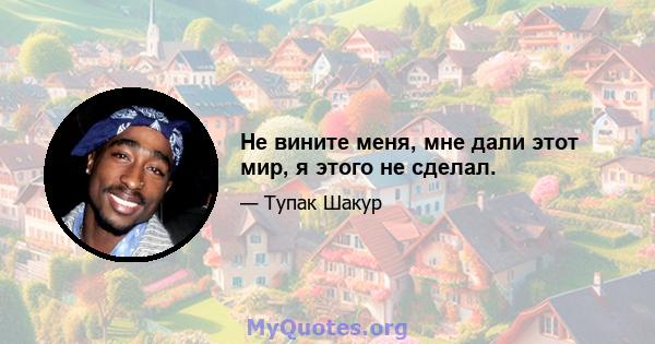 Не вините меня, мне дали этот мир, я этого не сделал.