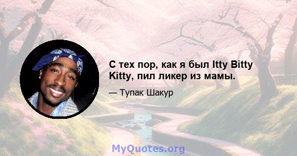 С тех пор, как я был Itty Bitty Kitty, пил ликер из мамы.