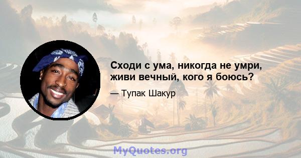 Сходи с ума, никогда не умри, живи вечный, кого я боюсь?