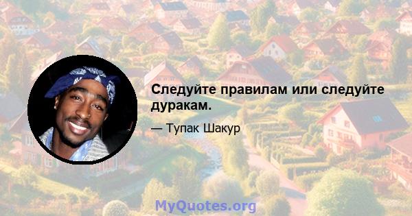 Следуйте правилам или следуйте дуракам.