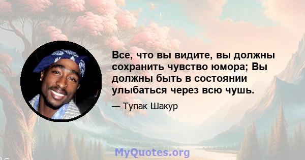 Все, что вы видите, вы должны сохранить чувство юмора; Вы должны быть в состоянии улыбаться через всю чушь.