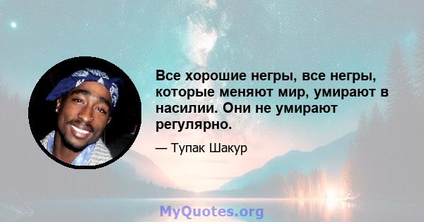 Все хорошие негры, все негры, которые меняют мир, умирают в насилии. Они не умирают регулярно.