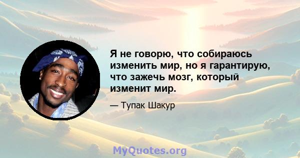 Я не говорю, что собираюсь изменить мир, но я гарантирую, что зажечь мозг, который изменит мир.