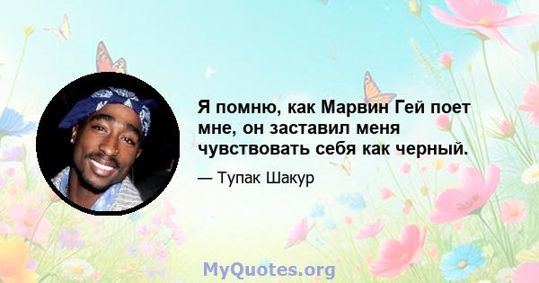 Я помню, как Марвин Гей поет мне, он заставил меня чувствовать себя как черный.