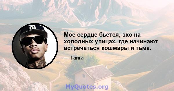 Мое сердце бьется, эхо на холодных улицах, где начинают встречаться кошмары и тьма.