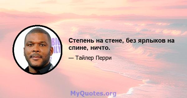 Степень на стене, без ярлыков на спине, ничто.