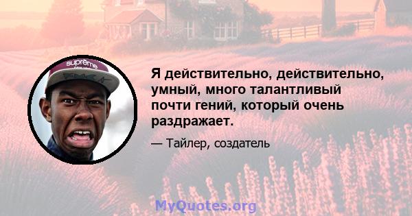 Я действительно, действительно, умный, много талантливый почти гений, который очень раздражает.