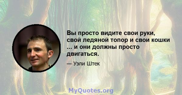 Вы просто видите свои руки, свой ледяной топор и свои кошки ... и они должны просто двигаться.