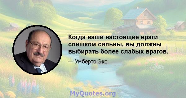 Когда ваши настоящие враги слишком сильны, вы должны выбирать более слабых врагов.