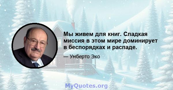 Мы живем для книг. Сладкая миссия в этом мире доминирует в беспорядках и распаде.