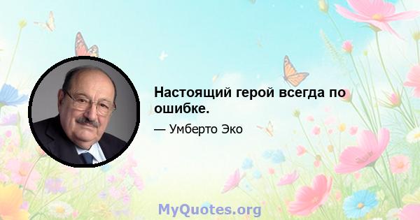 Настоящий герой всегда по ошибке.