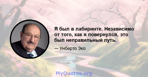 Я был в лабиринте. Независимо от того, как я повернулся, это был неправильный путь.