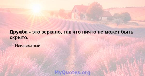 Дружба - это зеркало, так что ничто не может быть скрыто.