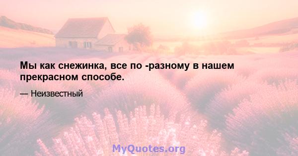 Мы как снежинка, все по -разному в нашем прекрасном способе.