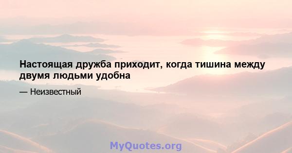 Настоящая дружба приходит, когда тишина между двумя людьми удобна