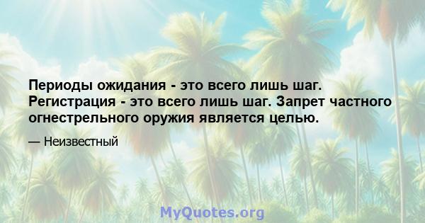 Периоды ожидания - это всего лишь шаг. Регистрация - это всего лишь шаг. Запрет частного огнестрельного оружия является целью.