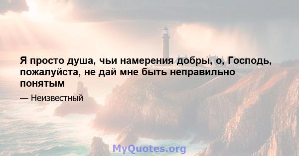 Я просто душа, чьи намерения добры, о, Господь, пожалуйста, не дай мне быть неправильно понятым